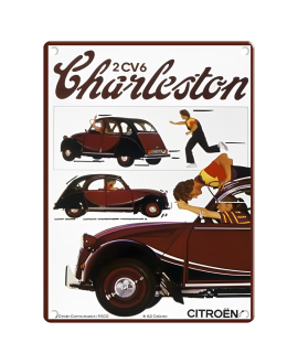 Plaque Métal Bombée 3D Citroën Méhari Orange - Format 30x40 Cm - Déco Vintage Sous Licence Officielle