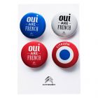 POUCH OF 4 OUI ARE FRENCH BADGES